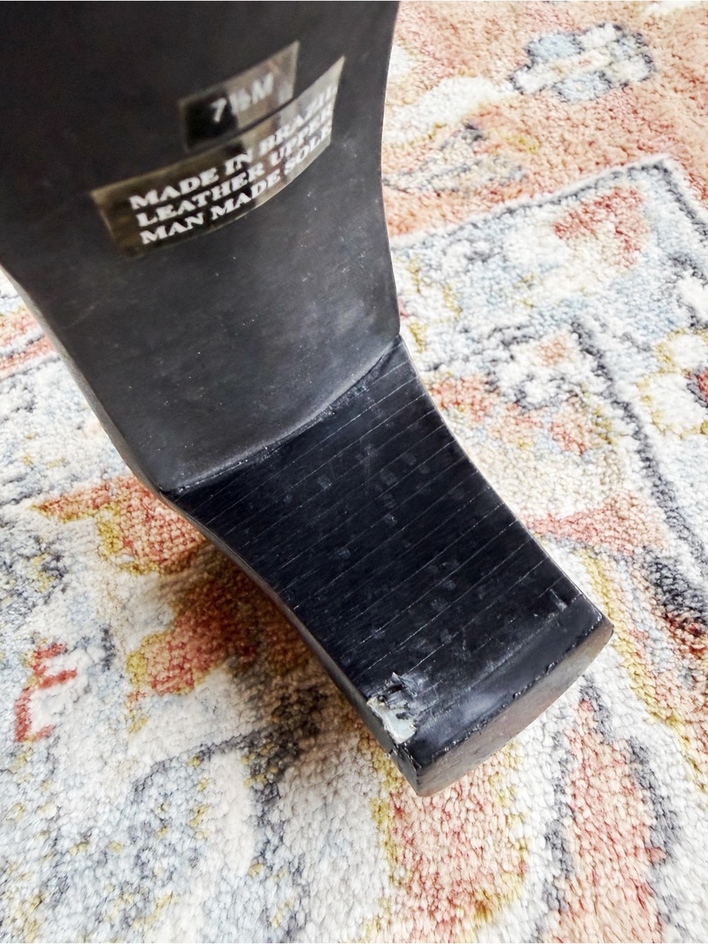 VTG Y2K 90s Franco Sarto Black Leather Square Toe Mule Heel Sandal US7.5 Fairy - Picture 7 of 8
